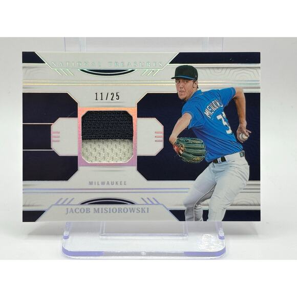 2024 National Treasures Jacob Misiorowski Game Gear Swatch 11/25 Brewers 2 color - Picture 1 of 2